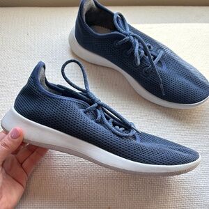 allbirds Navy Knit Lace-Up Casual Sneakers